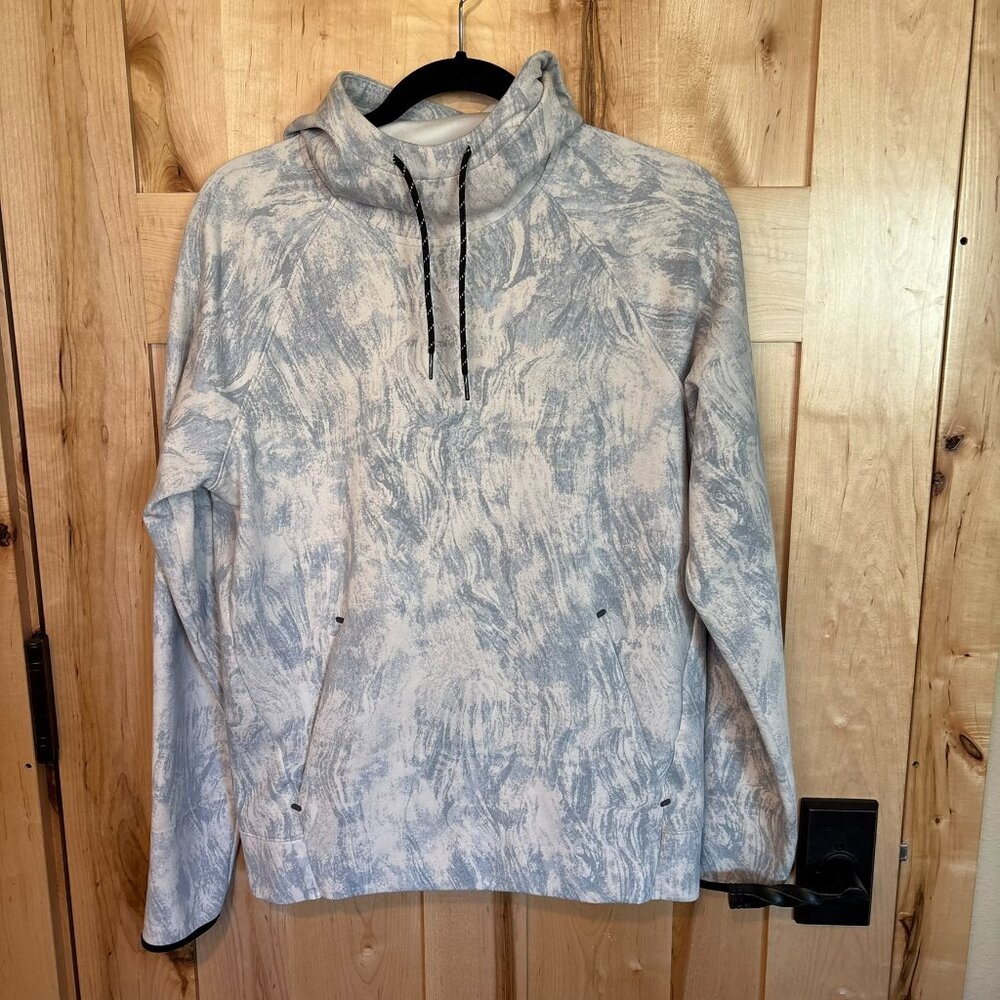 Old Navy Active Dynamic Fleece Pullover Hoodie S Small White Blue Swirl EUC